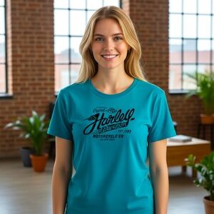 HARLEY DAVIDSON • T-SHIRTS Original, EST. 1903 MOTORCYCLE Co Turquoise S…